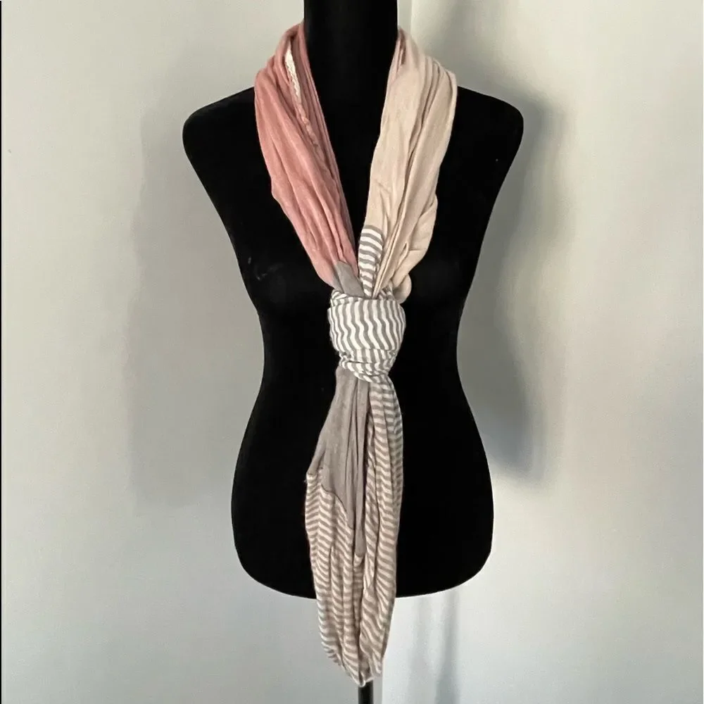 Infinity‎ Scarf-Peach/beige/gray. Light weight cotton blend.